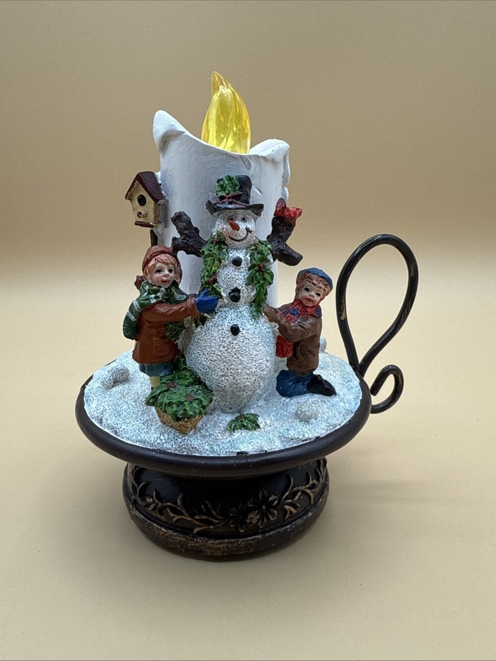 Christmas Decor Flickering Candle Stick KidBuilding Snowman Musical Plays Songs